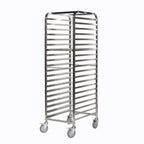 Thumbnail image #1 for Tarrison Products Ltd. TA-PRE15S Mobile Stainless Steel Bun Pan Rack, 40-Pan Capacity, End Load, Open Sides, 1-1/2" Spacing
