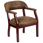 Thumbnail image #1 for Flash Furniture B-Z105-BRN-GG Stackable Upholstered Conference Chair, Brown Microfiber, Brass Nailhead Trim