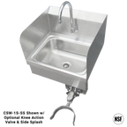 Thumbnail image #1 for IMC/Teddy CSW-1S-SS Wall-Mounted Stainless Steel Hand Sink, 14"W x 10"D x 5" Deep Bowl, Faucet Included, Side Splashes
