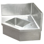 Thumbnail image #1 for IMC/Teddy WS-CK-2DX Wall-Mounted Corner Hand Sink, 16-Gauge 304 Stainless Steel, Integrated Backsplash, 2-Hole Deck