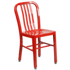 Thumbnail image #1 for Flash Furniture CH-61200-18-RED-GG Outdoor Restaurant Chair, Red, Galvanized Steel, Vertical Slat Back