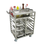 Thumbnail image #1 for GSW USA C-TIC Teppan-Yaki Ingredient Cart, 12 Half-Size Pan Capacity, Stainless Steel, Push Handle, 4-Inch Braking Casters