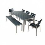 Thumbnail image #2 for G & A Commercial Seating STB1646 Indoor/Outdoor Bench, 46" Synthetic Teak Slatted Seat, Welded Aluminum Frame