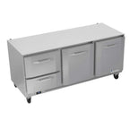 Thumbnail image #1 for Victory Refrigeration VURD72HC-2 Three-Section Undercounter Refrigerator, 72"W, Solid Doors and Drawers, Rear-Mounted Self-Contained Refrigeration