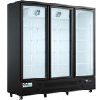 Thumbnail image #1 for USR Brands Coldline G3-B Three-Section Glass Door Refrigerator Merchandiser, Black, Self-Closing Anti-Fog Swing Doors