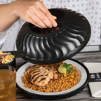 Thumbnail image #2 for Dinex Turnbury DX340003 Insulated Plate Dome, 10" Diameter, for 9" Plates, Black Plastic, Molded-In Handle