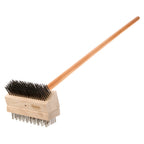 Thumbnail image #1 for AllPoints Foodservice Parts & Supplies 1331651 Grill Brush, 42" Handle, Double-Sided Coarse & Medium Bristles, with Scraper
