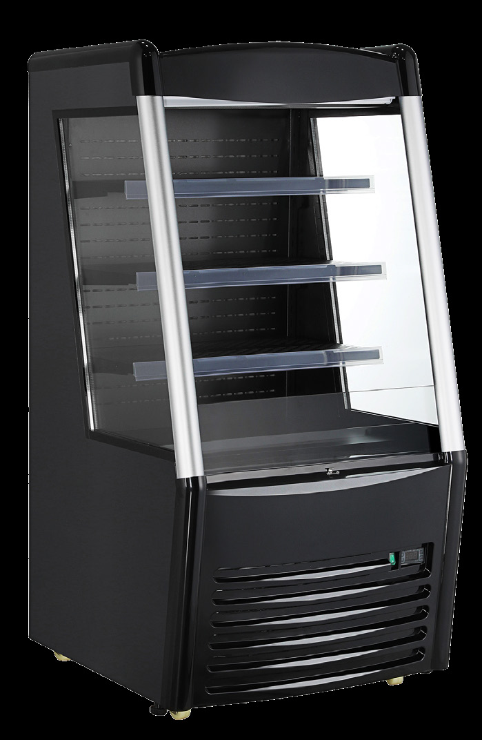 Product image #7 for Omcan 28-Inch Black Open Refrigerated Display Case, 9.18 Cu. Ft., 3-Shelf Vertical Merchandiser
