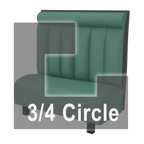 Thumbnail image #1 for ATSMFG ATS AT&S-ATQ-K48-6CHHR GR7 Kevin Three Quarter Circle Booth, single, 48" x 90" x 90" x 48"long x 48" high, 6-channel with Headroll back
