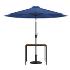 Thumbnail image #1 for Flash Furniture XU-DG-UH8100-UB19BNV-GG 35" Square Patio Dining Table Set with Synthetic Teak Slotted Top, Navy Umbrella and Base