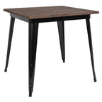 Thumbnail image #1 for Flash Furniture CH-51040-29M1-BK-GG Square Dining Table, 31-1/2"W x 31-1/2"D x 30-1/2"H, Walnut Elm Wood Top, Black Steel Frame
