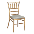 Thumbnail image #1 for G & A Commercial Seating Chiavari 589 Stackable Ladder-Back Side Chair with Upholstered Seat and Gold-Finish Steel Frame