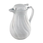 Thumbnail image #1 for Browne USA Foodservice 744220 20 oz White Plastic Beverage Server with Thumb Lever, Swirl Design