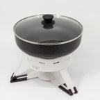 Thumbnail image #1 for Eastern Tabletop EB15821 Small Round Waterless Chafing Dish with Glass Lid and 4.7 qt Nonstick Aluminum Pan