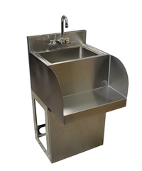 BK Resources 18 Inch x 21-1/4 Inch Freestanding Stainless Steel Underbar Blender Station with Dump Sink and Lead-Free Faucet
