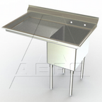 Thumbnail image #1 for AERO Manufacturing 3F1-2418-30L 1-Compartment Stainless Steel Sink, Left Drainboard, 18"W x 24"D x 14" Deep, 30" Drainboard, 8-3/4" Backsplash