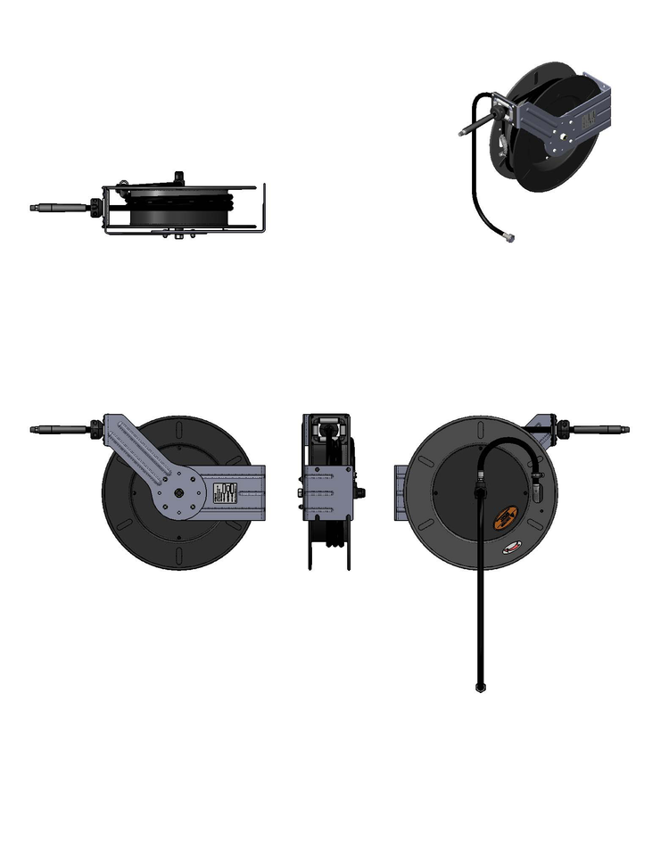 Product image #2 for equip Open Epoxy Coated Steel Retractable Hose Reel with 3/8-Inch x 50-Foot Hose