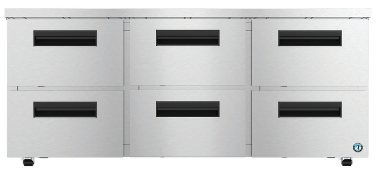 Product image #5 for Hoshizaki Steelheart 72-Inch Low-Profile Three-Section Undercounter Refrigerator with Six Drawers