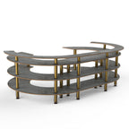 Thumbnail image #1 for Steelite International Mogogo, Modular MGCMSA01GBXF 4-Tier Modular Open C Serving Station, Grey Slate Laminate, 134-1/2" x 84" x 41"H