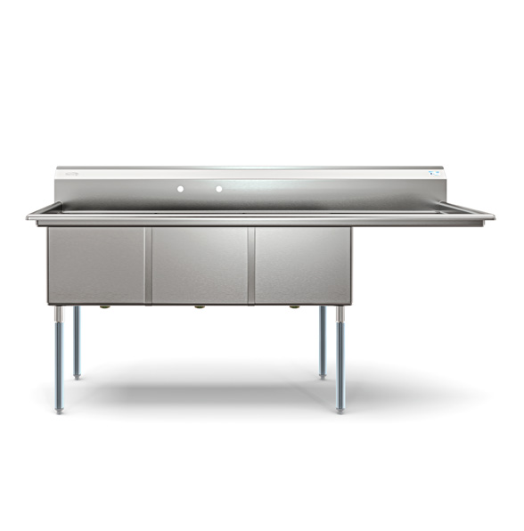 Product image #5 for KoolMore 81-Inch Three-Compartment Commercial Sink with Right Drainboard