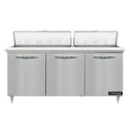 Thumbnail image #1 for Continental Refrigerator Designer Line D72N18C 72-Inch Three-Section Sandwich Prep Table, 3 Doors, 18-Pan Capacity