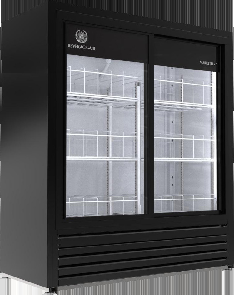Product image #5 for Beverage-Air Marketeer Two-Section Reach-In Sliding Glass Door Refrigerated Merchandiser, 19.5 Cu. Ft., Black