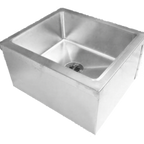 Thumbnail image #1 for GSW USA SE2424FM Floor-Mounted Stainless Steel Mop Sink, 24"W x 24"D x 14"H, 10" Deep Bowl, Plastic Strainer