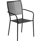 Thumbnail image #1 for Flash Furniture CO-2-BK-GG Outdoor Stacking Steel Armchair, Cutout Flower-Design Back and Seat, Black