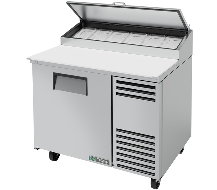 Product image #9 for True TPP-AT-44-HC 44-3/4-Inch Pizza Prep Table with 1 Door, 6-Pan Top, and 19-1/2-Inch Cutting Board