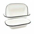 Thumbnail image #2 for TableCraft Products Enamelware 80013 Rectangular Porcelain-Coated Steel Serving Pan, 18 oz., White, 7-3/4" x 5-3/4" x 1-3/4" Case of 4