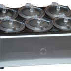 Thumbnail image #1 for Steril-Sil Company TC-6SW 6-Compartment Stainless Steel Condiment Dispenser with Clear Hinged Lids