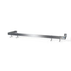 Thumbnail image #1 for NBR Equipment PR1-4 Wall-Mount Stainless Steel Pot Rack, Single Bar, 48"W x 12"D, 4 Double Hooks
