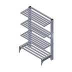 Thumbnail image #1 for Renfro Industries Inc. RISTACFSR48204 Cantilever Shelving, Tubular, 48"W x 20"D x 72"H, 4-Shelf, NSF
