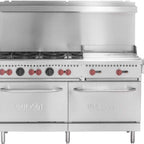 Thumbnail image #1 for Vulcan Quick Ship SX60F-6B24G-QS-PLATINUM Core SX60F-6B24G Series Range. (6) 28,00 BTU burners with lift-off burner heads, 24" griddle, (2) standard