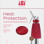 Thumbnail image #1 for iSi North America iSi Professional 272401 Heat Protection Sleeve for Quart Whips, Red Silicone, Non-Slip, Dishwasher Safe Case of 6