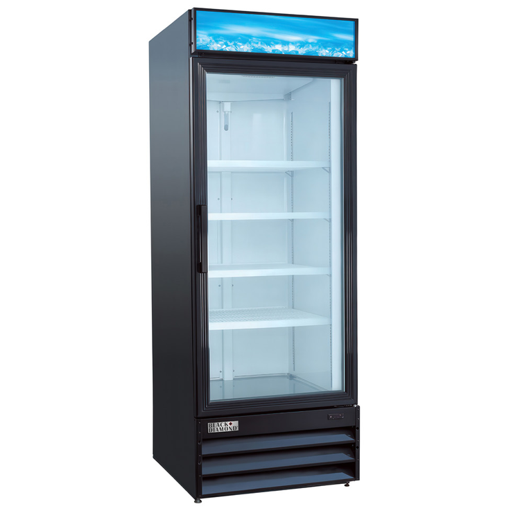 Product image #2 for Black Diamond 1-Section Glass Door Merchandiser Refrigerator, Bottom-Mounted Self-Contained, 24 Cu. Ft., Black