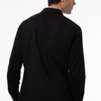 Thumbnail image #2 for Chef Works SES02-BLK-4XL Men's Black Chef Shirt, Long Sleeve, Snap Front, Stretch Poly/Cotton/Elastane, 4XL