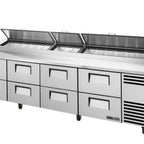 Thumbnail image #1 for True General Foodservice TPP-AT-119D-8-HC~HGTP Pizza Prep Table, 8 Drawers, 33–41°F Pan Rail, Stainless Steel Work Surface