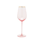 Thumbnail image #1 for Kadra Kitchenware Vikko Decor VD-P13-PI Wine Glass, 13.5 oz., Pink with Gold Rim Case of 24