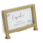 Thumbnail image #2 for Cal-Mil 1262-90 Tabletop Card Holder, 3-1/2"W x 2"H, Clear Acrylic with Gold-Finish Iron Frame Case of 6