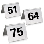Thumbnail image #1 for New Star Foodservice Inc. 27648 Tent-Style Stainless Steel Table Numbers, 2" x 1-1/2", Numbers 51-75 Case of 12