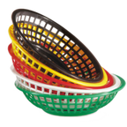 Thumbnail image #1 for G.E.T. Clipper Mill RB-820-R Round Plastic Bread & Bun Basket, Red, 8" x 2" Deep Case of 3 Dozen