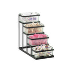 Thumbnail image #1 for Cal-Mil 3338-13 4-Tier Condiment Display with 4 Glass Jars, Black Metal Frame, 9"W x 18"D x 17"H