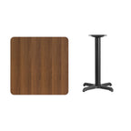 Thumbnail image #2 for Flash Furniture XU-WALTB-3030-T2222-GG Square Dining Table, 30" x 30", Walnut Laminate, Black PVC Edge, X-Base