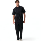 Thumbnail image #1 for Chef Works BCSZ009T-BLK-3XT Tall Black Short-Sleeve Poly/Cotton Chef Coat with Zipper Closure