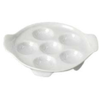 Thumbnail image #1 for Vertex China Market Buffet ARG-ED 6-Compartment China Escargot Dish with Handles, 6-5/8" Round Case of 2 Dozen