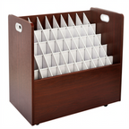 Thumbnail image #1 for Alpine Industries ADI626-MA Mobile Blueprint Roll File/Large Document Organizer, 50-Slot, Wood, Mahogany Finish