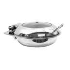 Thumbnail image #1 for TableCraft Products CW40165 Induction Chafer Dish, 6 qt, Round Stainless Steel, Slow-Close Hinged Cover
