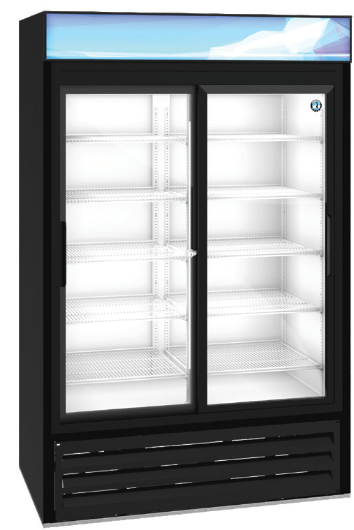 Product image #6 for Hoshizaki 38.26 Cu. Ft. Two-Section Glass Door Merchandiser Refrigerator with Sliding Doors, Black