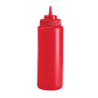 Thumbnail image #1 for Browne USA Foodservice 57802405 24 oz Red Polyethylene Squeeze Bottle, Wide Mouth, No-Drip Tip